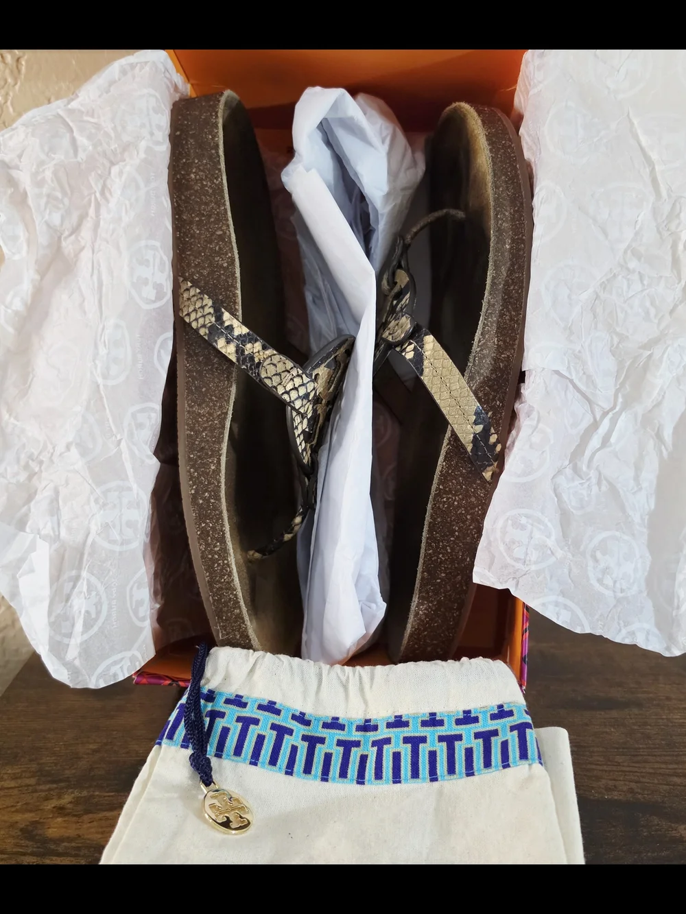 Tory Burch Beige and Black Snake-Print Miller Cloud Sandals
